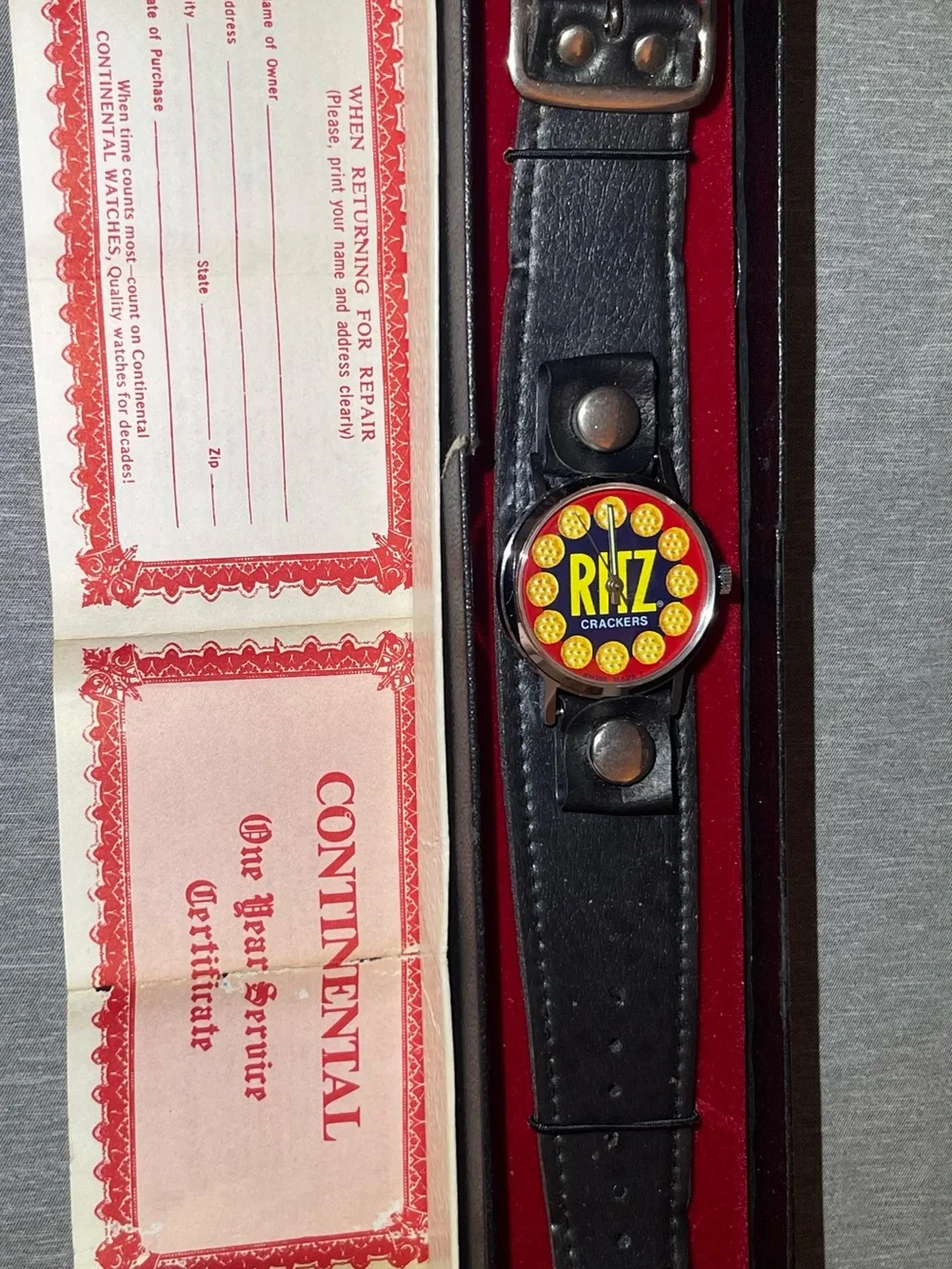 NOS VTG RITZ CRACKER wrist watch in original BOX advertising Works As Of Today